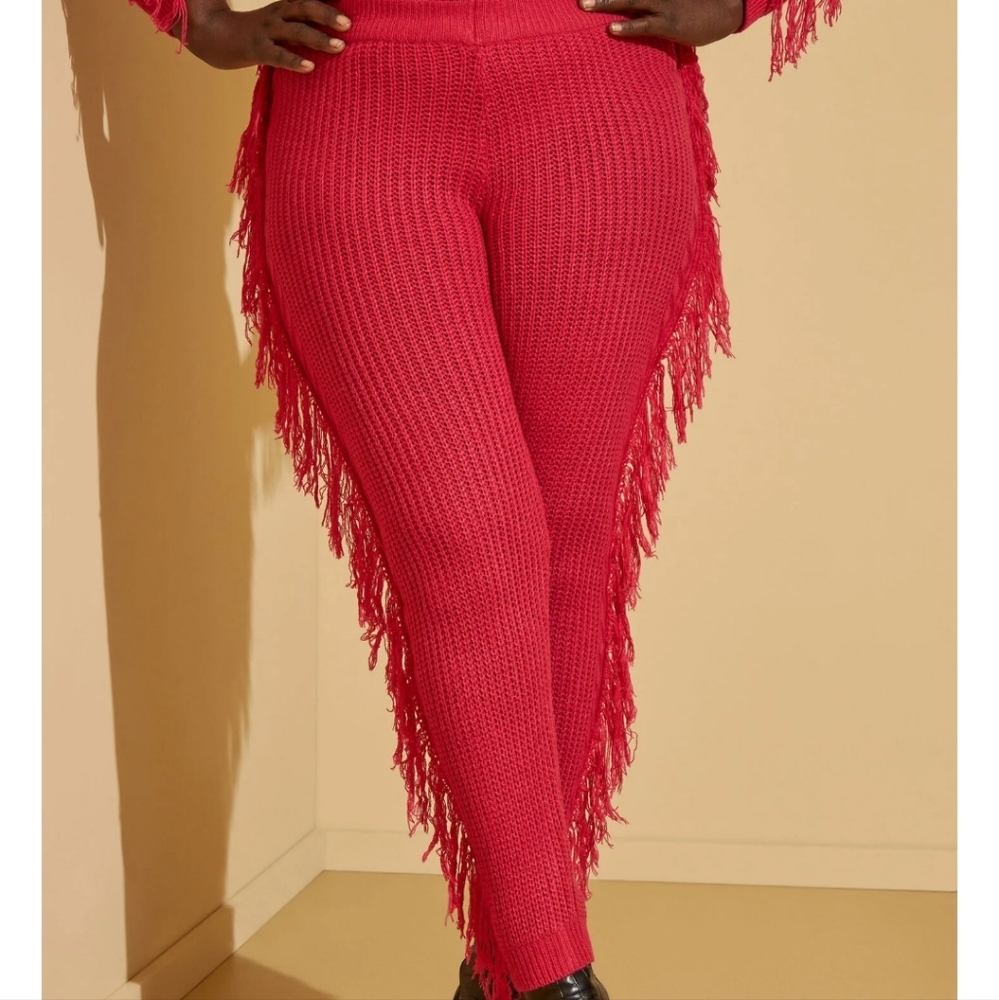 Ashley Stewart Fringed Cable Knit Joggers Size 22/24